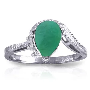 1.02 Carat 14K Solid White Gold In Small Ways Emerald Diamond Ring