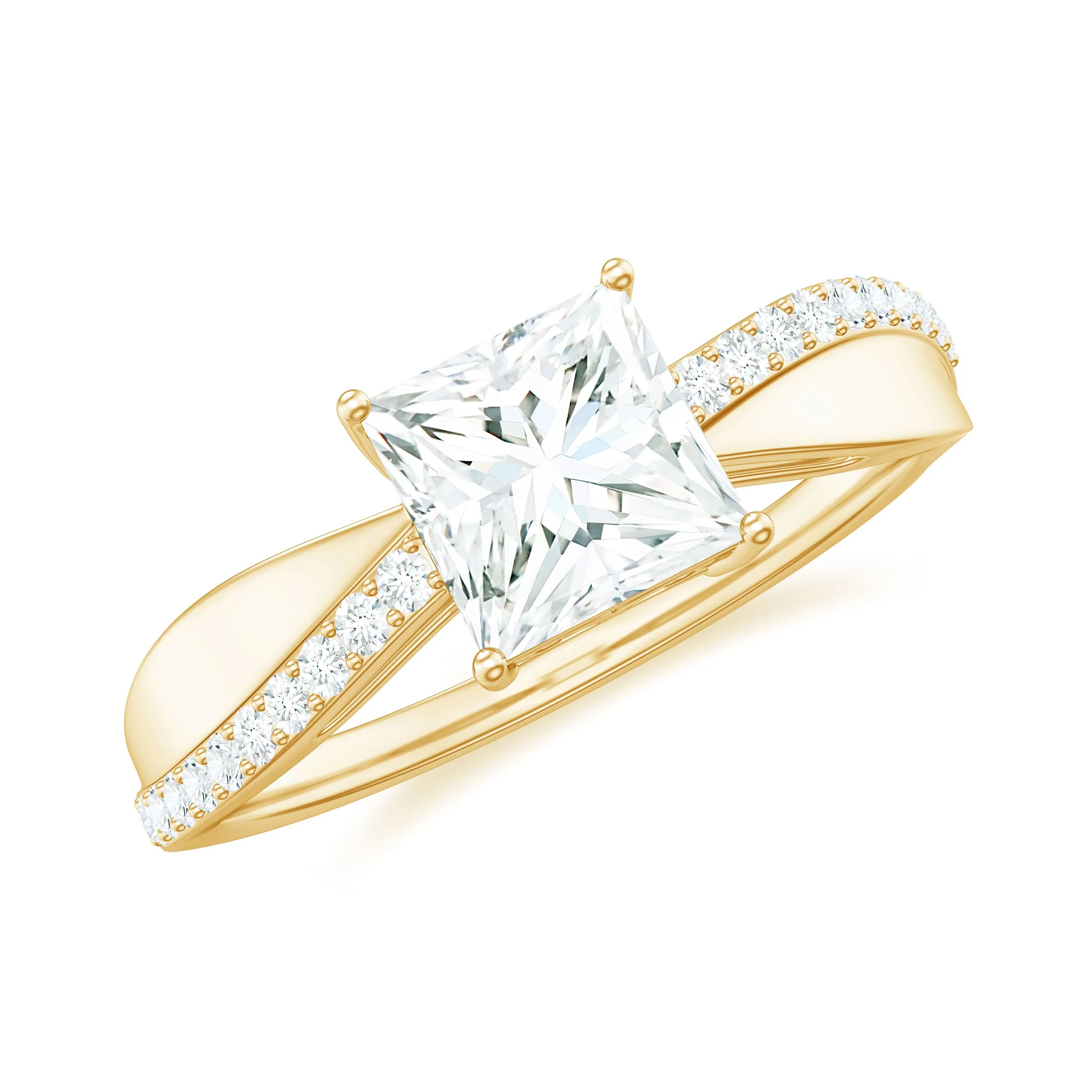 1.25 CT Princess Cut Cubic Zirconia Solitaire Engagement Ring in Gold