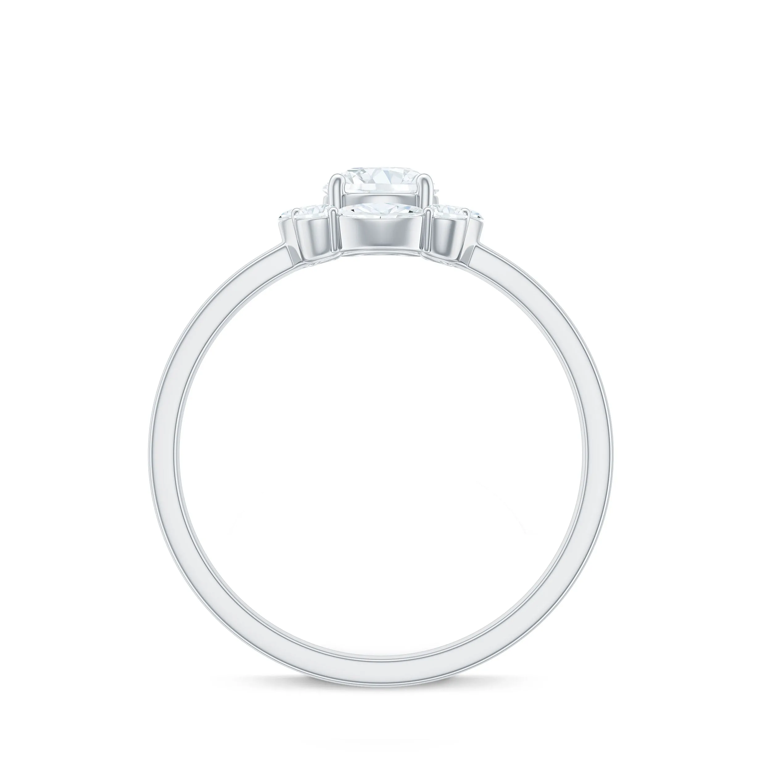 1.25 CT Round and Marquise Zircon Minimal Engagement Ring in Prong Setting