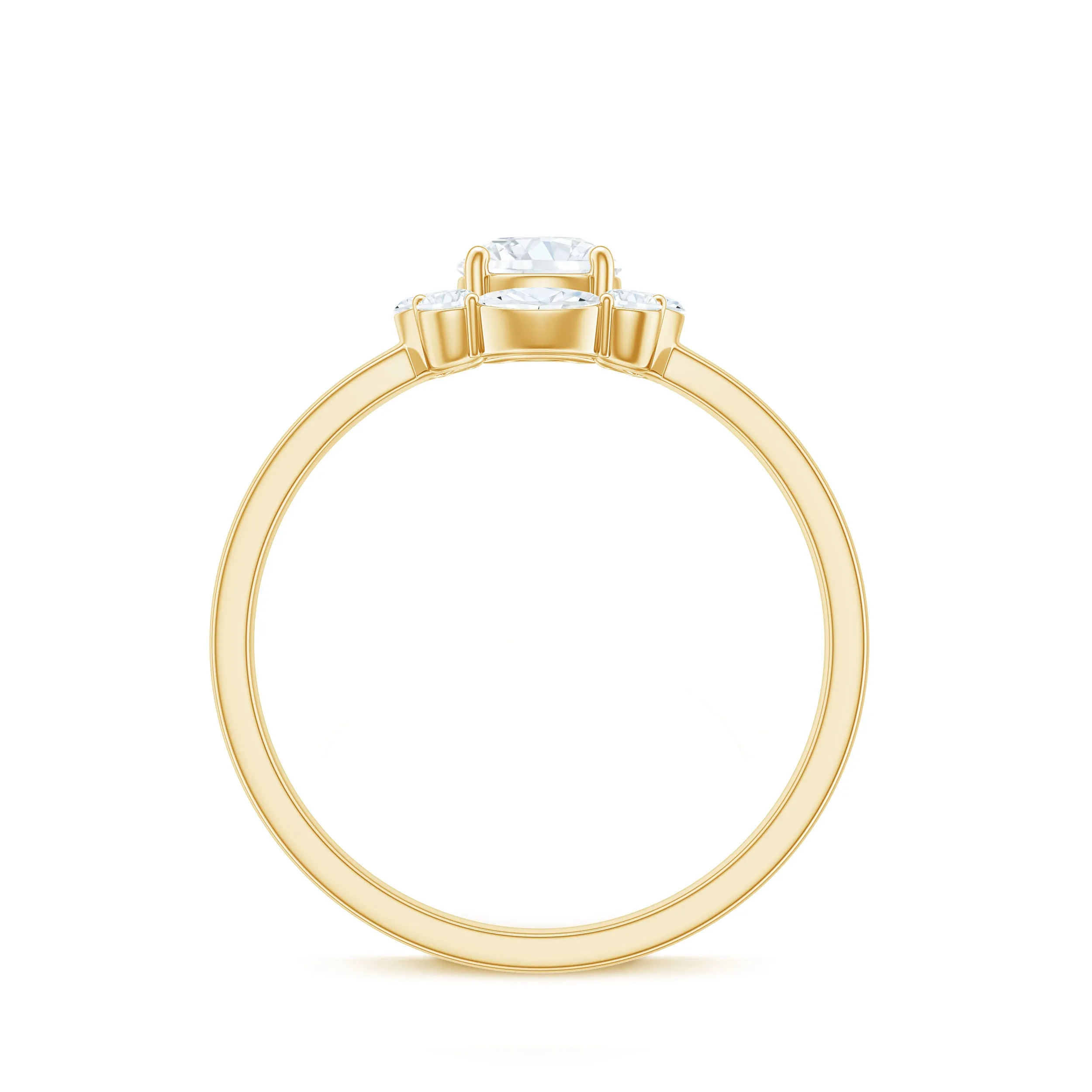 1.25 CT Round and Marquise Zircon Minimal Engagement Ring in Prong Setting