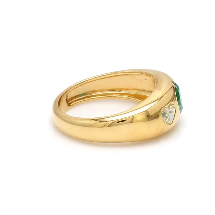 14K & 18K Gold Heart Emerald & Diamond Dome Ring