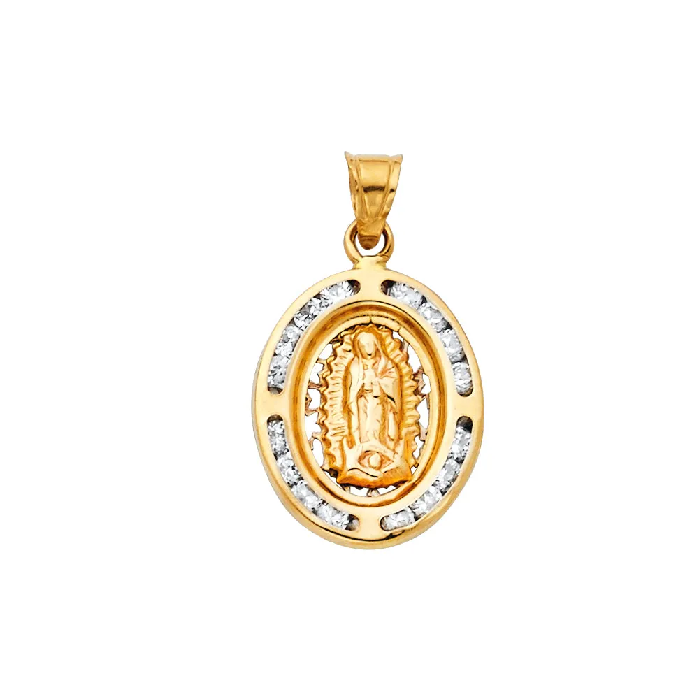 14K CZ VIRGEN DE GUADALUPE PENDANT