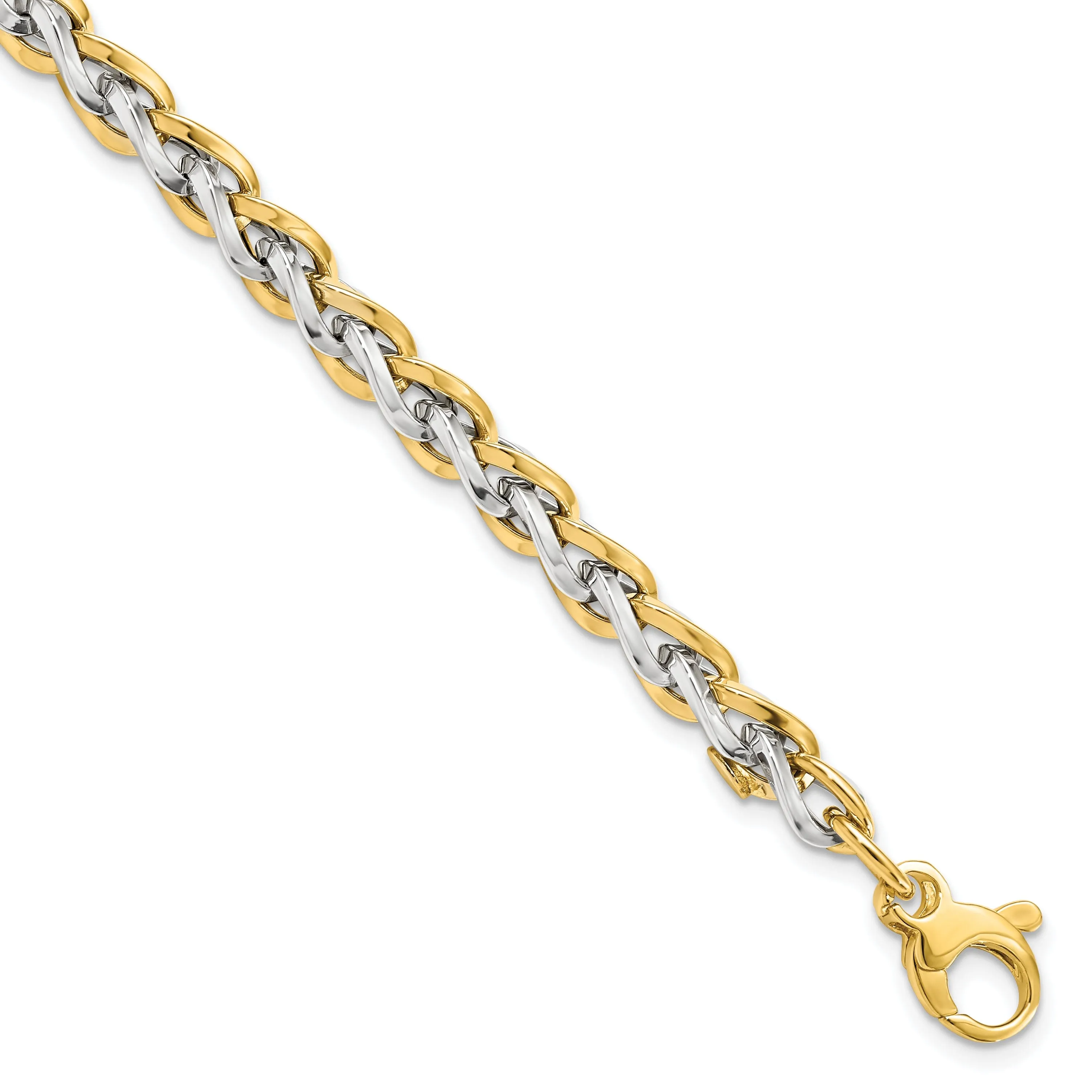 14k Two Tone Gold Fancy Link Bracelet