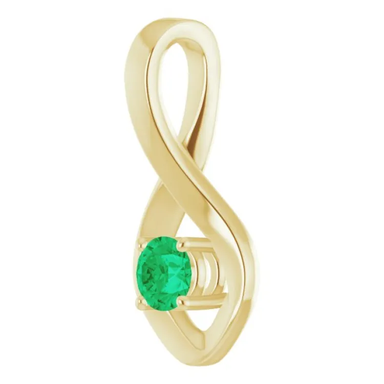 14K Yellow 4 mm Round Lab-Grown Emerald Pendant