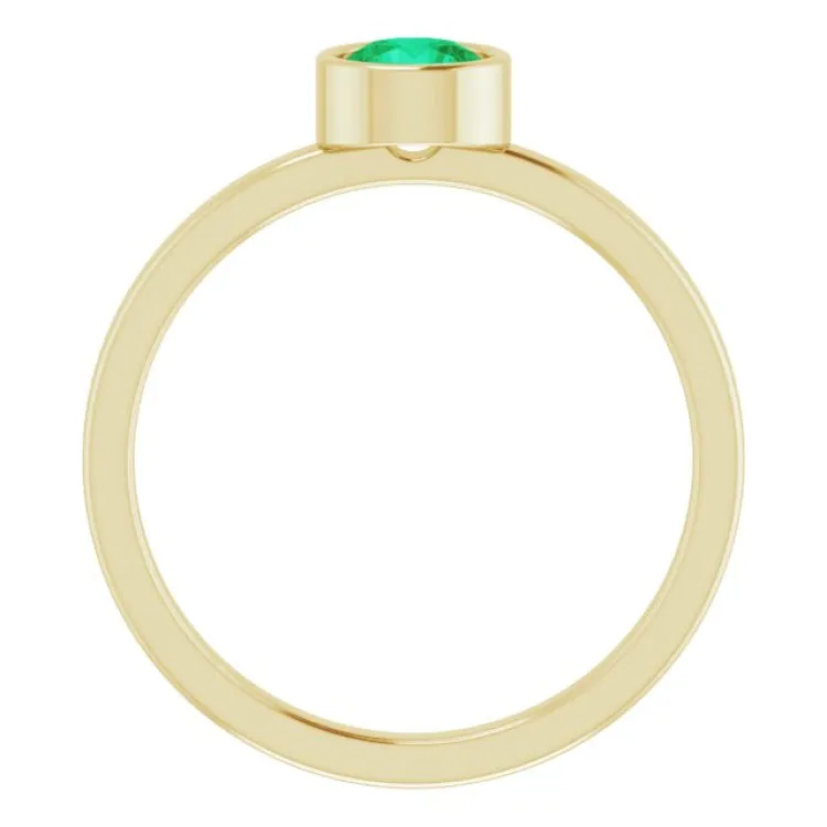 14K Yellow 5 mm Natural Emerald Ring