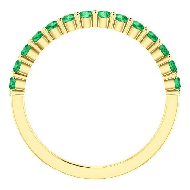 14KT GOLD 0.56 CTW ROUND EMERALD SHARED PRONG RING