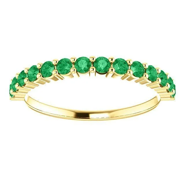 14KT GOLD 0.56 CTW ROUND EMERALD SHARED PRONG RING