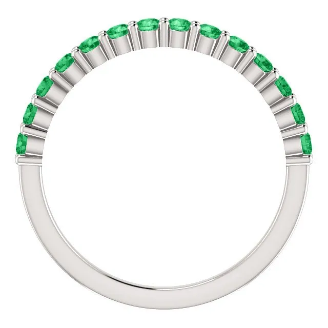 14KT GOLD 0.56 CTW ROUND EMERALD SHARED PRONG RING