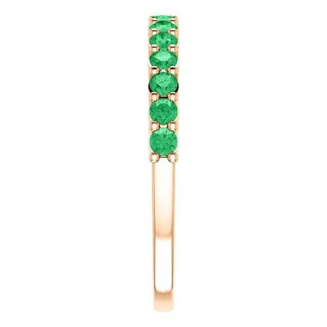 14KT GOLD 0.56 CTW ROUND EMERALD SHARED PRONG RING