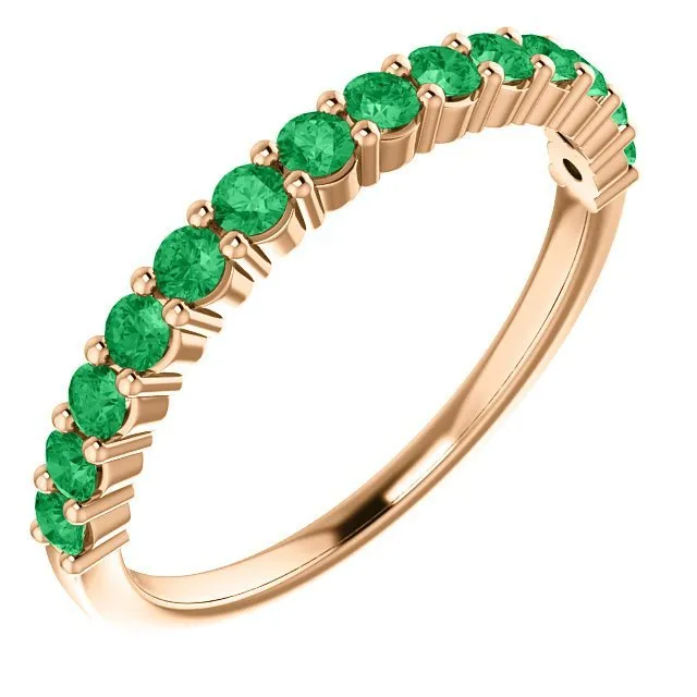 14KT GOLD 0.56 CTW ROUND EMERALD SHARED PRONG RING