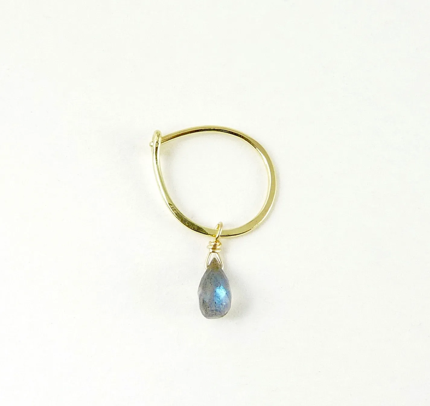 18ct Gold hoop earring with assorted gemstone briolette drops