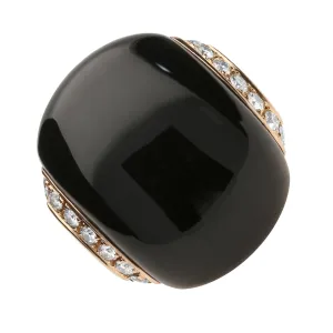 18ct Rose Gold Whitby Jet Diamond Ring