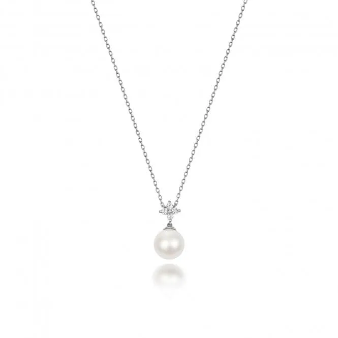 18ct White Gold Diamond & Akoya Pearl Necklace NDQ200W