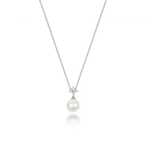 18ct White Gold Diamond & Akoya Pearl Necklace NDQ200W