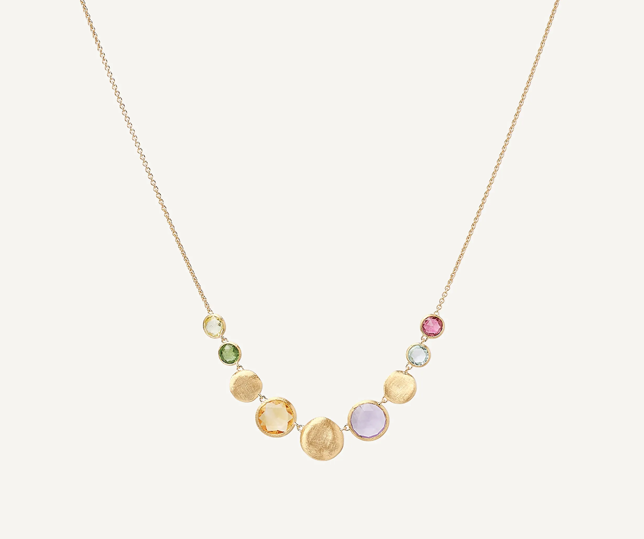 18K Yellow Gold Gemstone "Halfsie" Necklace