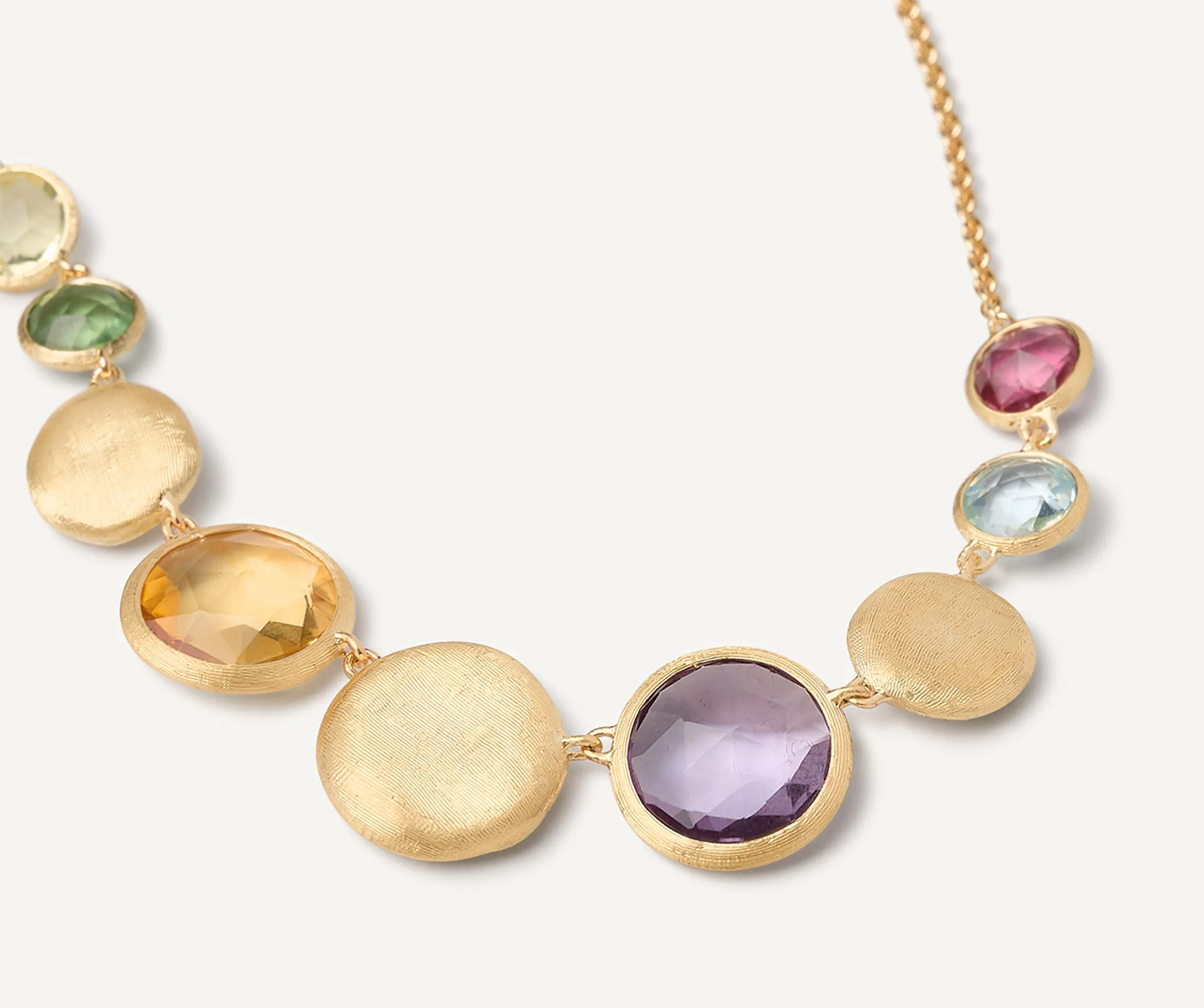 18K Yellow Gold Gemstone "Halfsie" Necklace