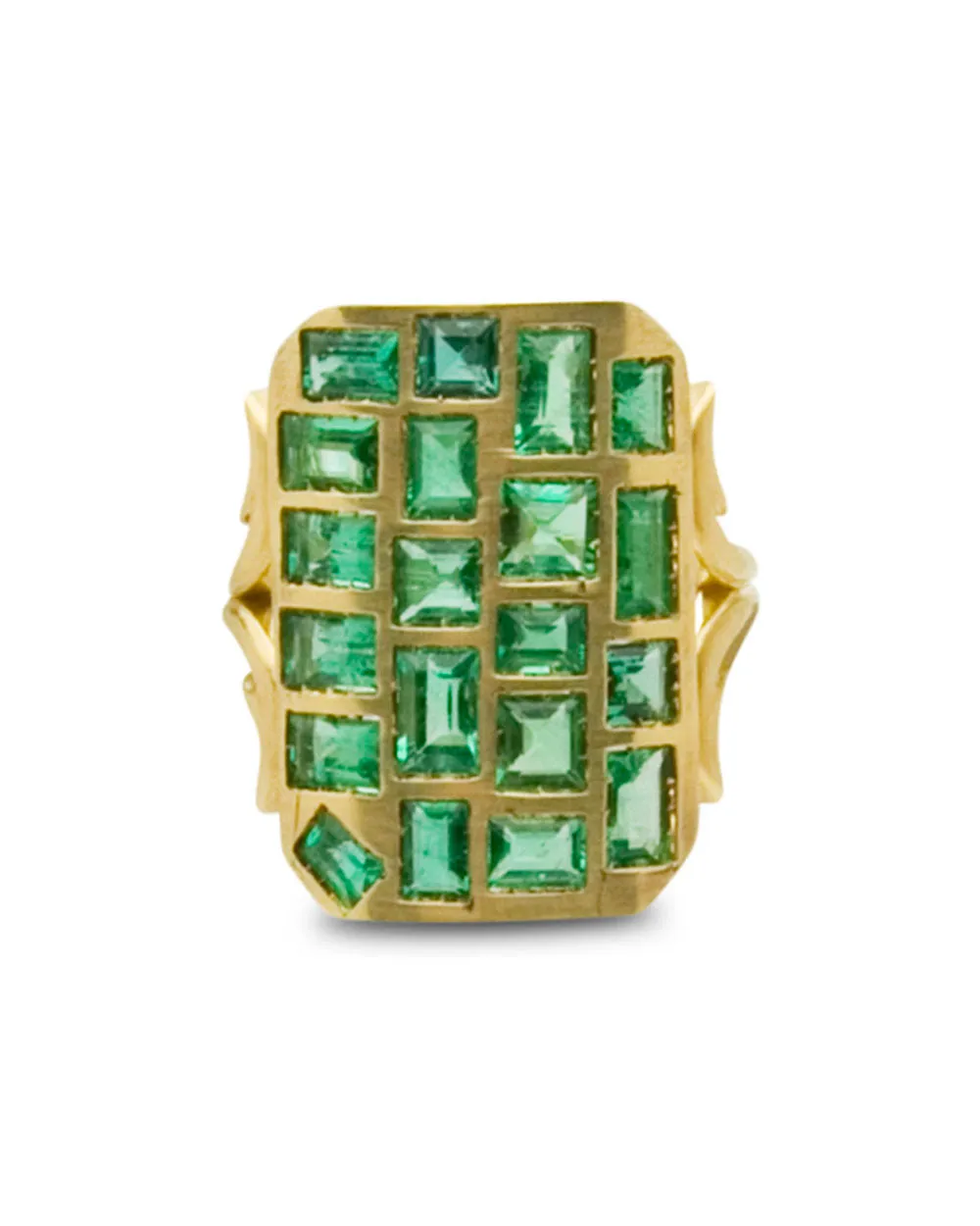 18k Yellow Gold Short Emerald Ten Table Ring