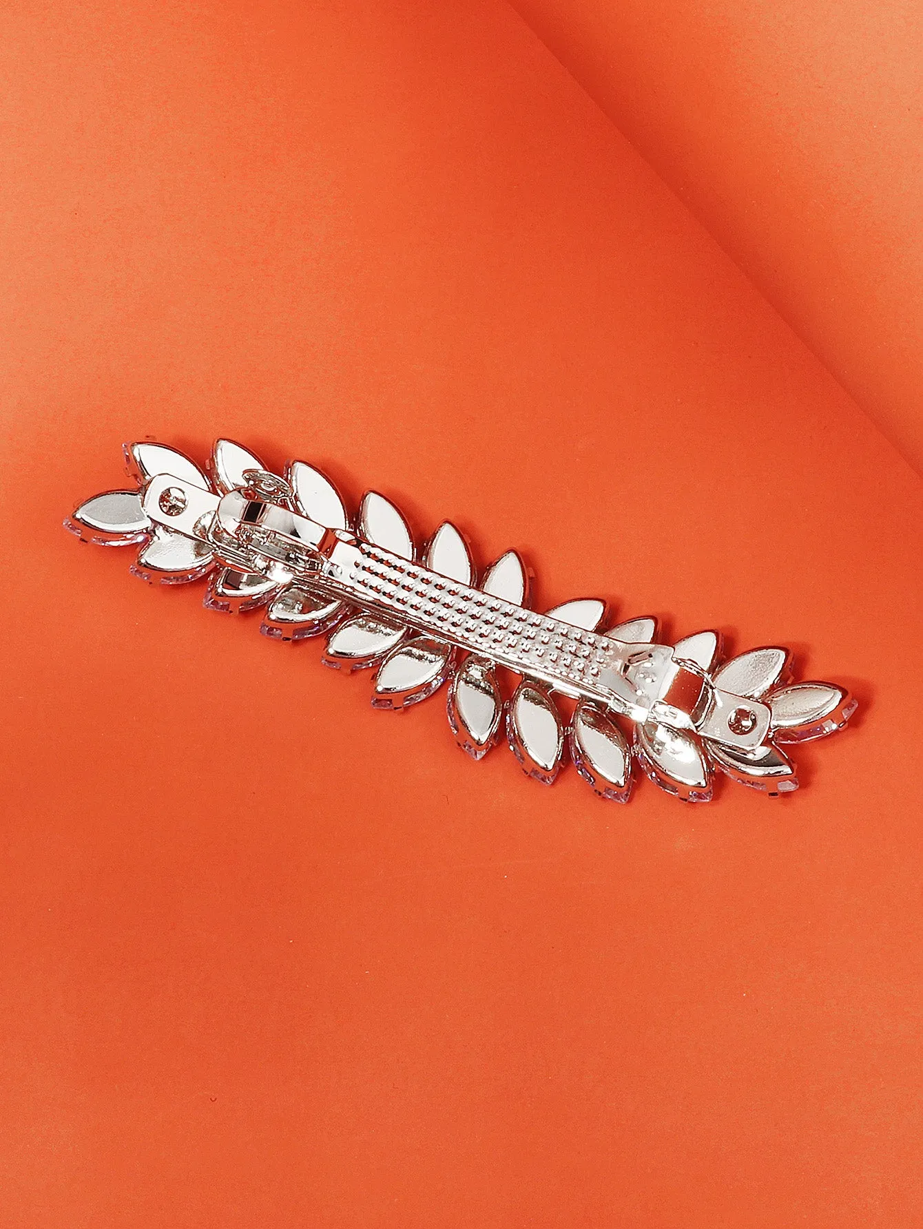 1pc Leaf Shape Rhinestone Leaf Design Alligator Clip for Women Barrette Styling