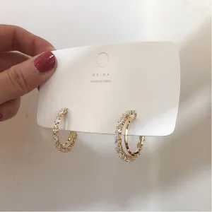 2021 New Hot Sell Zircon Earrings Crystal Earrings Big Hoop Metal Earrings For Women Gift Fashion Korean Wedding Jewelery