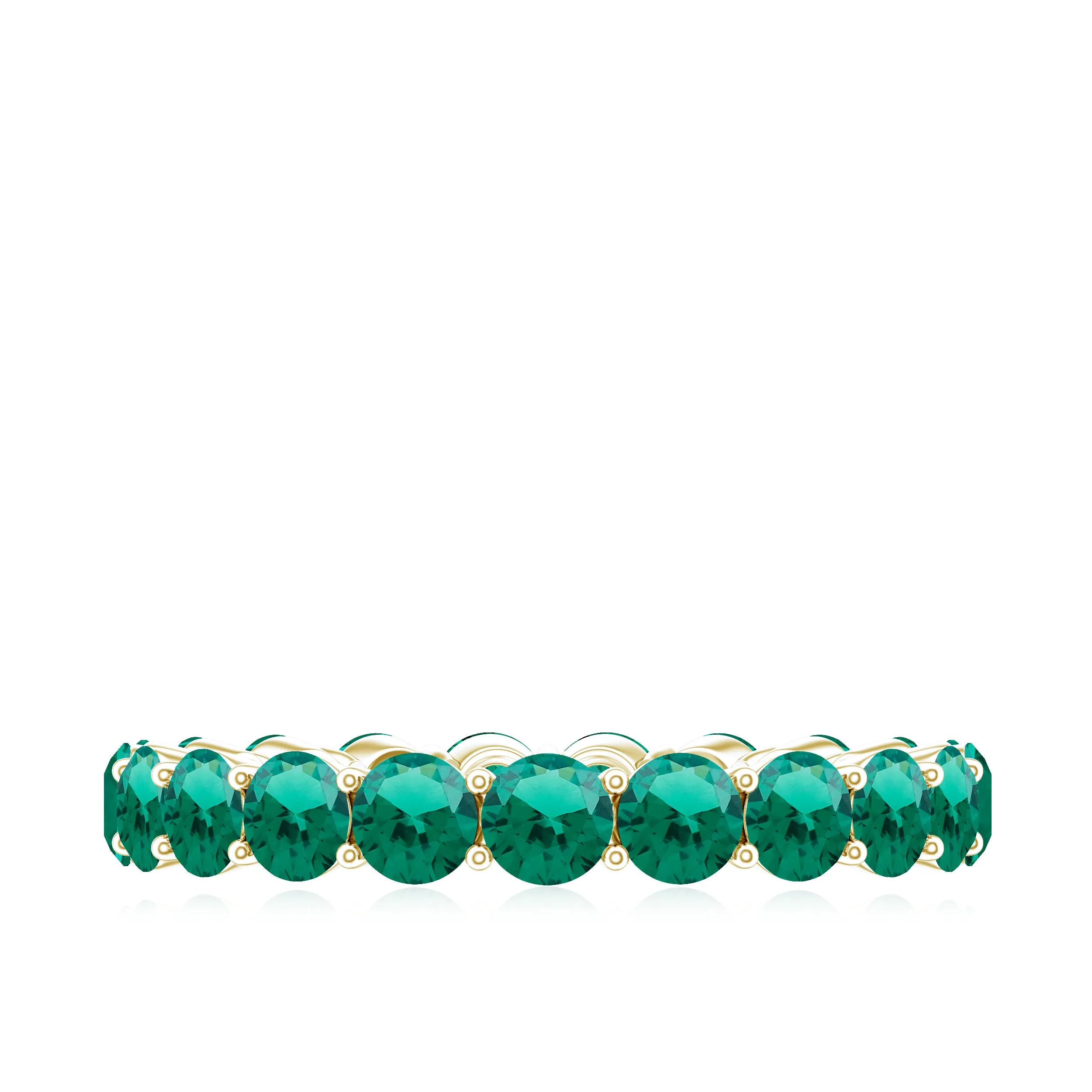 2.5 CT Round Lab-Created Emerald Full Eternity Band Ring in Gold