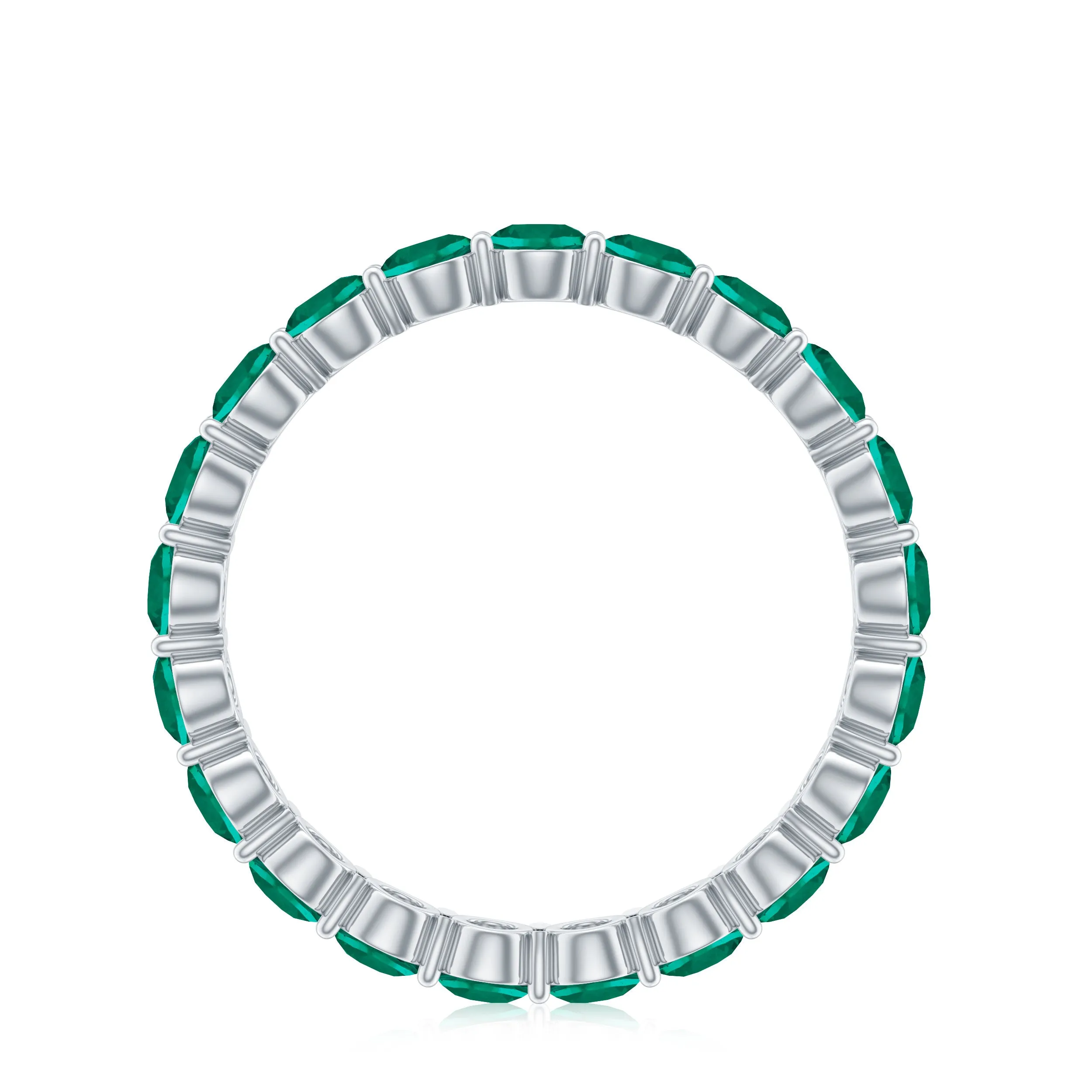 2.5 CT Round Lab-Created Emerald Full Eternity Band Ring in Gold