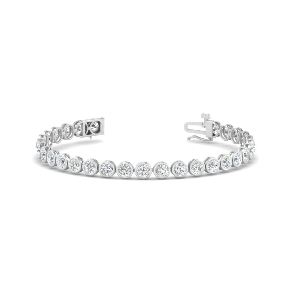 2.50 To 12 Carat Lab Diamond Bezel Set Tennis Bracelet 14K Gold