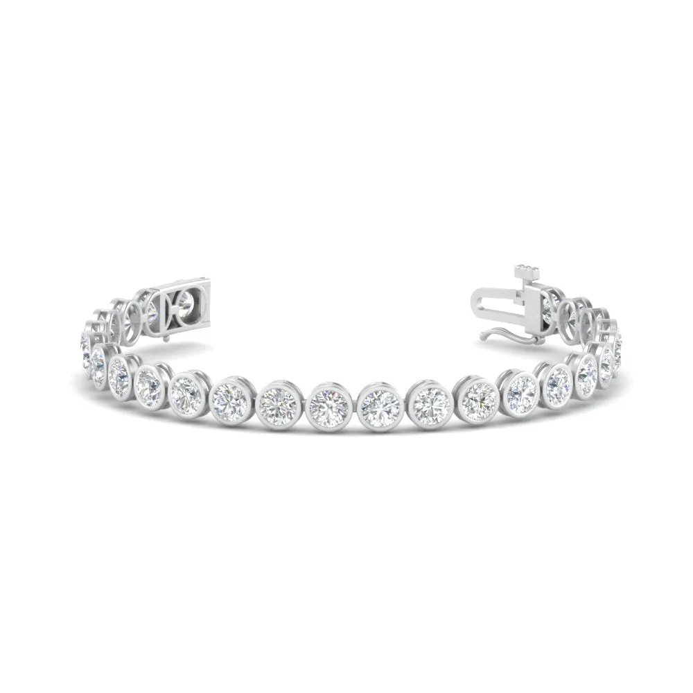 2.50 To 12 Carat Lab Diamond Bezel Set Tennis Bracelet 14K Gold