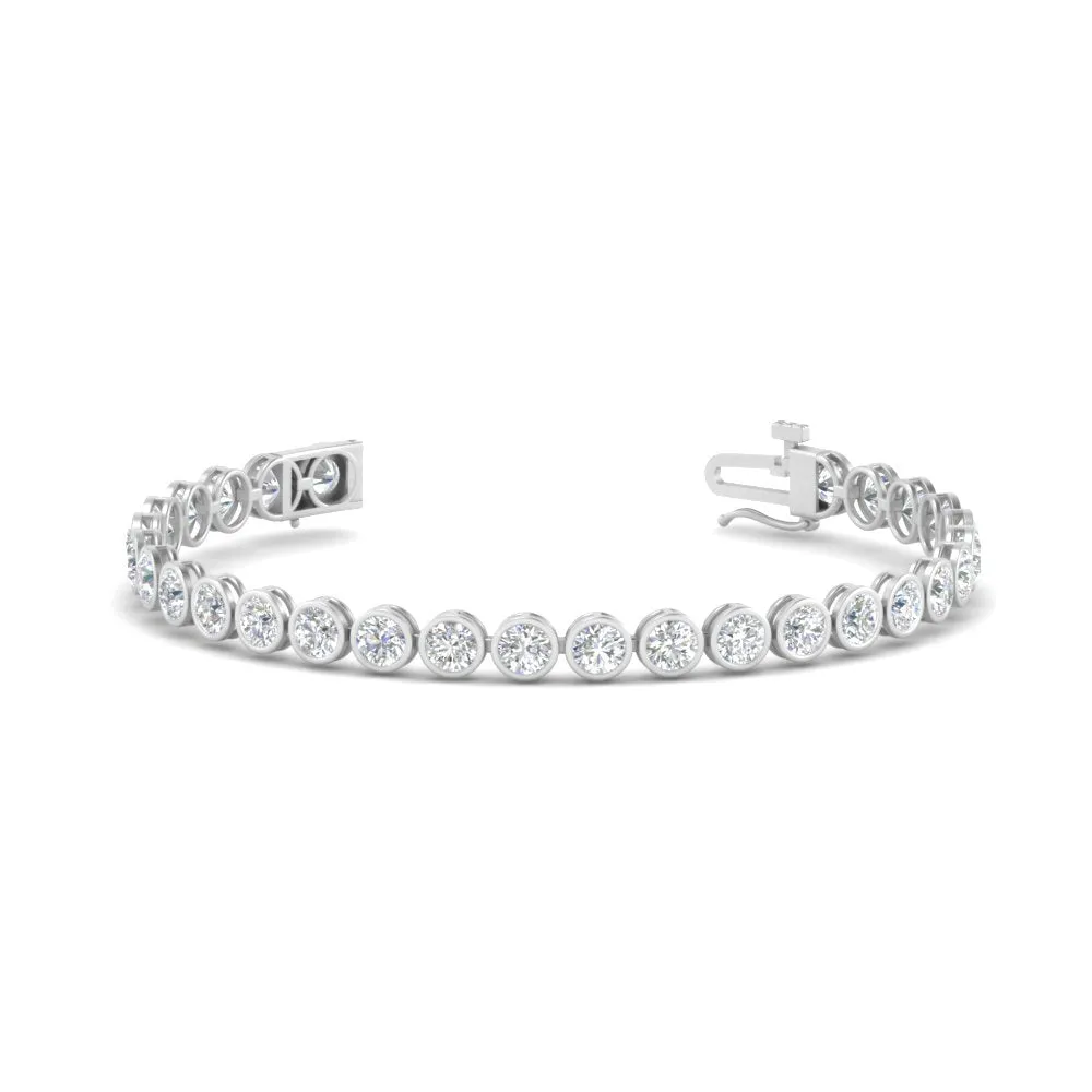 2.50 To 12 Carat Lab Diamond Bezel Set Tennis Bracelet 14K Gold