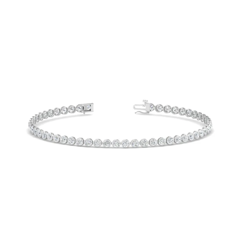 2.50 To 12 Carat Lab Diamond Bezel Set Tennis Bracelet 14K Gold