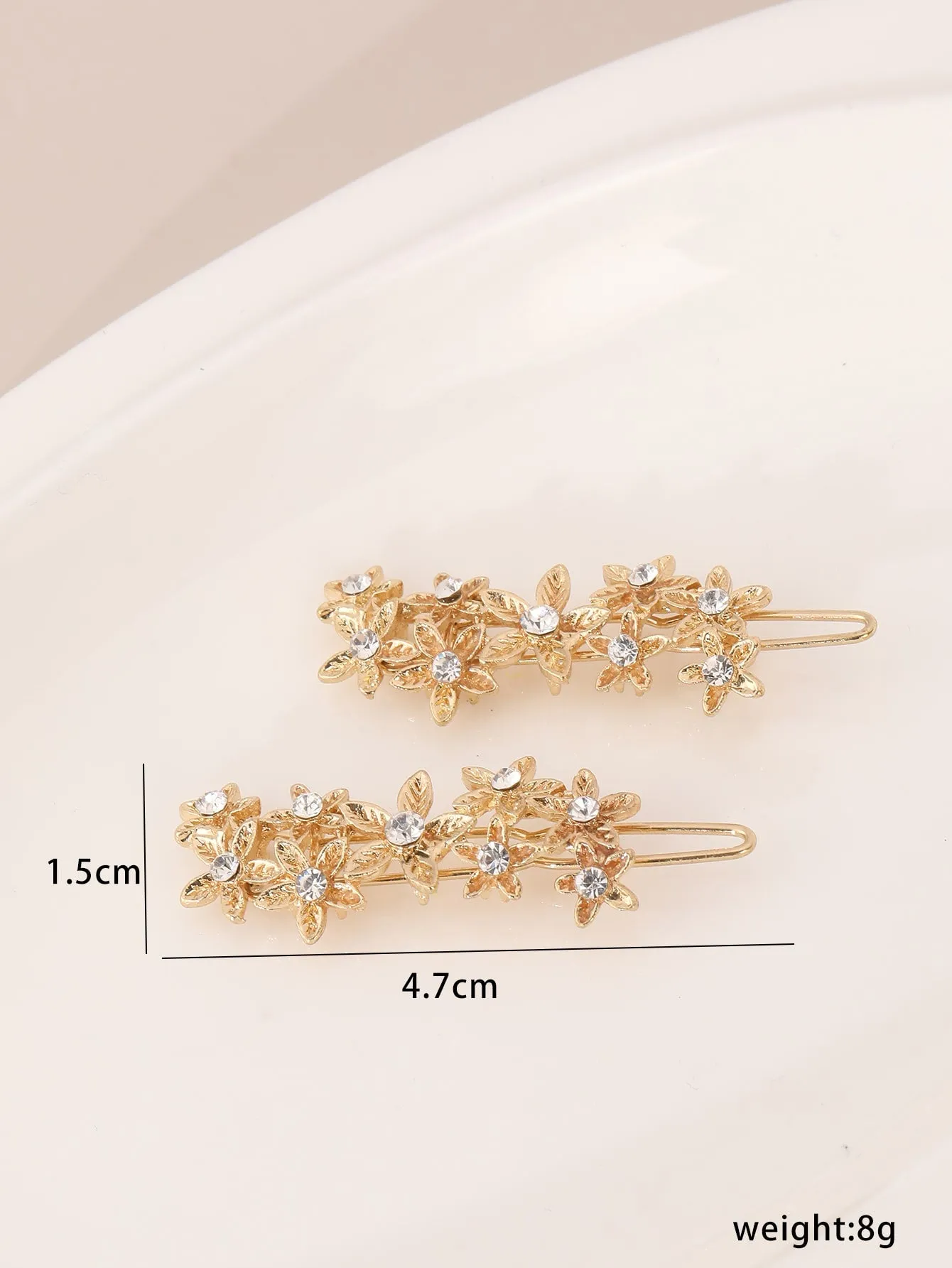 2pcs Metallic Mini Flower & Star Shaped Hair Clips for Women Barrette Styling