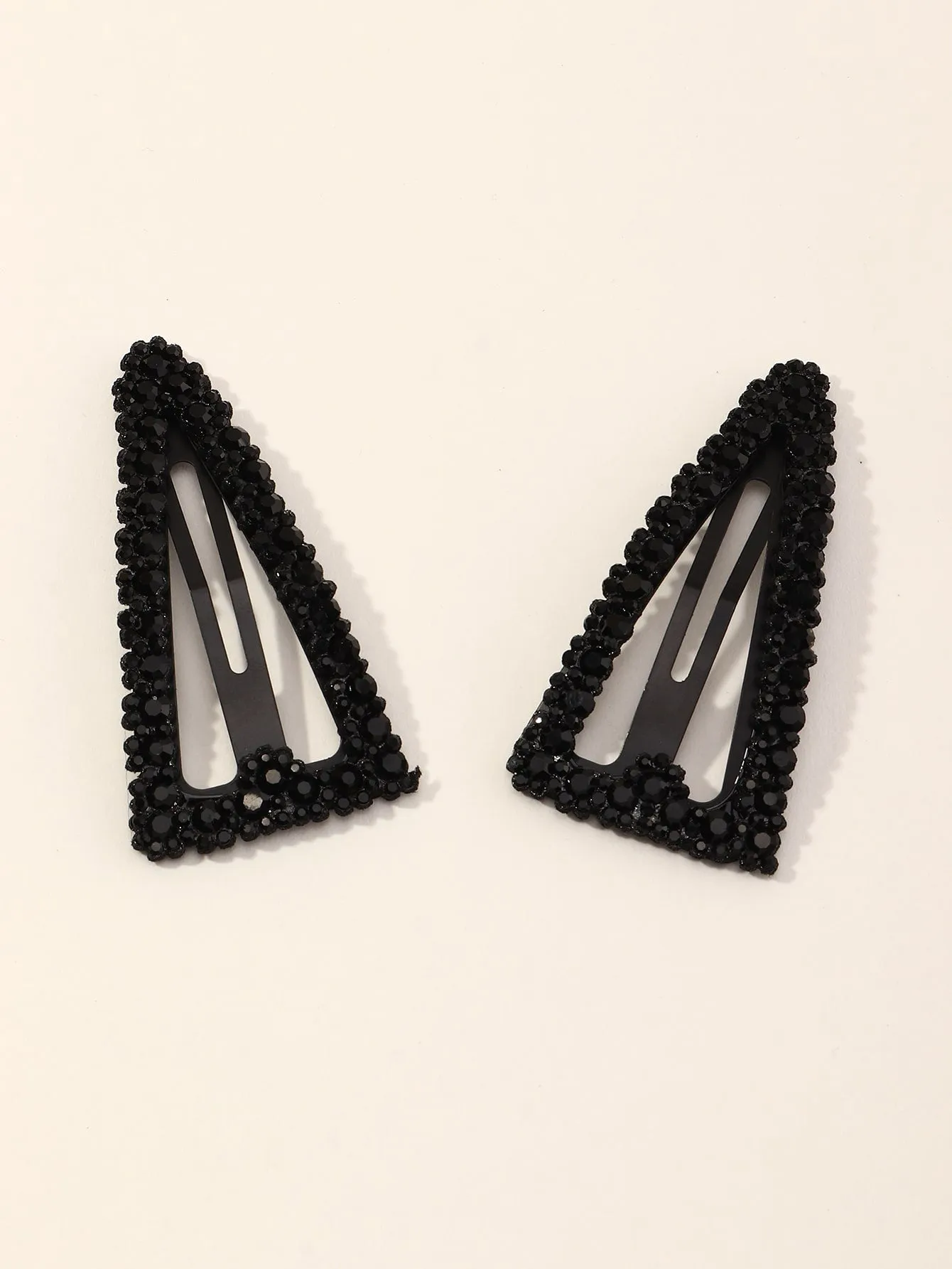 2pcs Rhinestone Decor Geometric Triangle Hair Clip for Women Barrette Styling