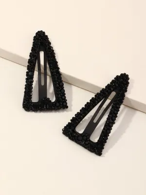 2pcs Rhinestone Decor Geometric Triangle Hair Clip for Women Barrette Styling