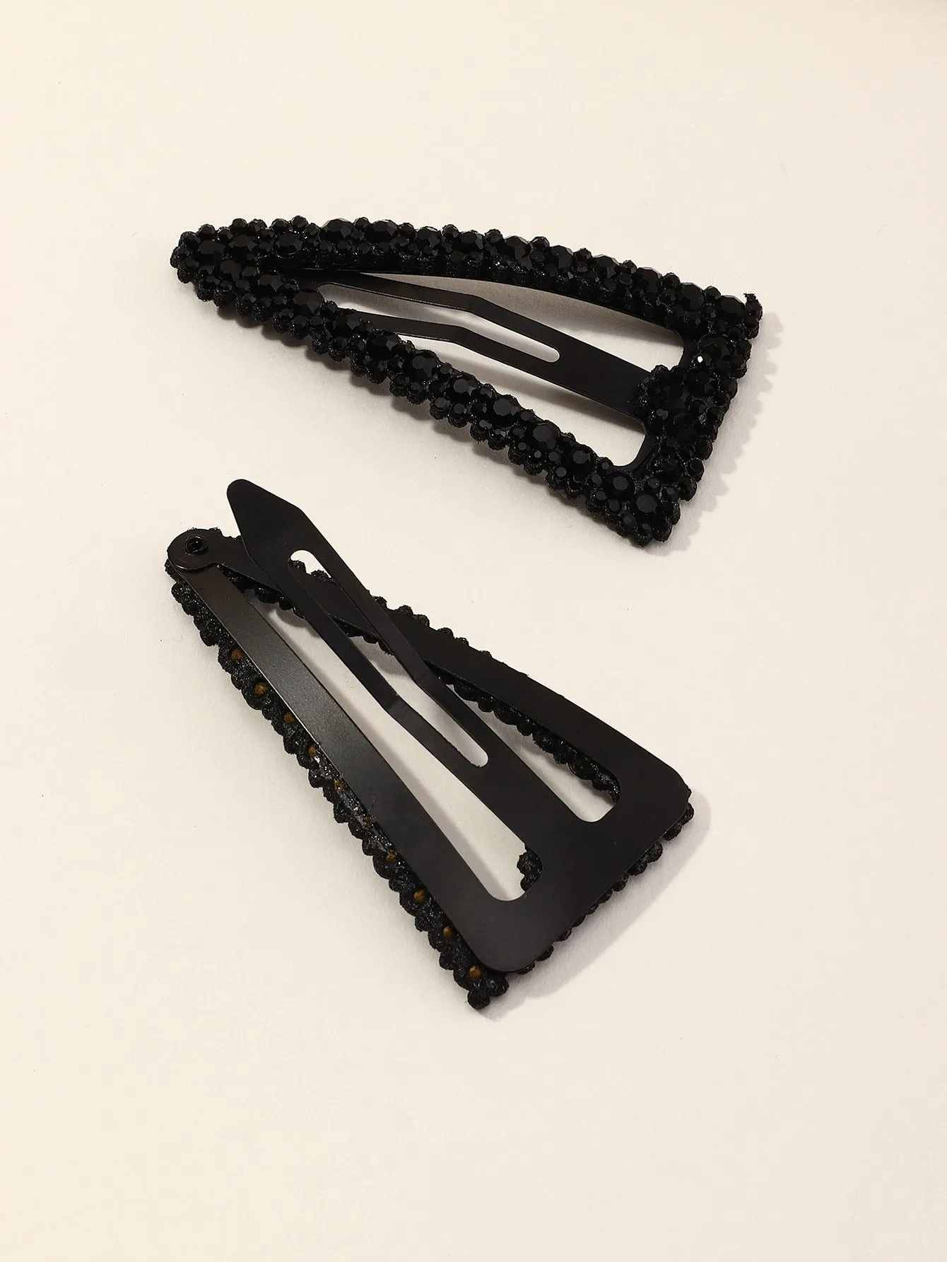 2pcs Rhinestone Decor Geometric Triangle Hair Clip for Women Barrette Styling