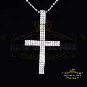 3 Rows with White CROSS Shape Pendant 925 Sterling Sliver 3.75ct Cubic Zirconia