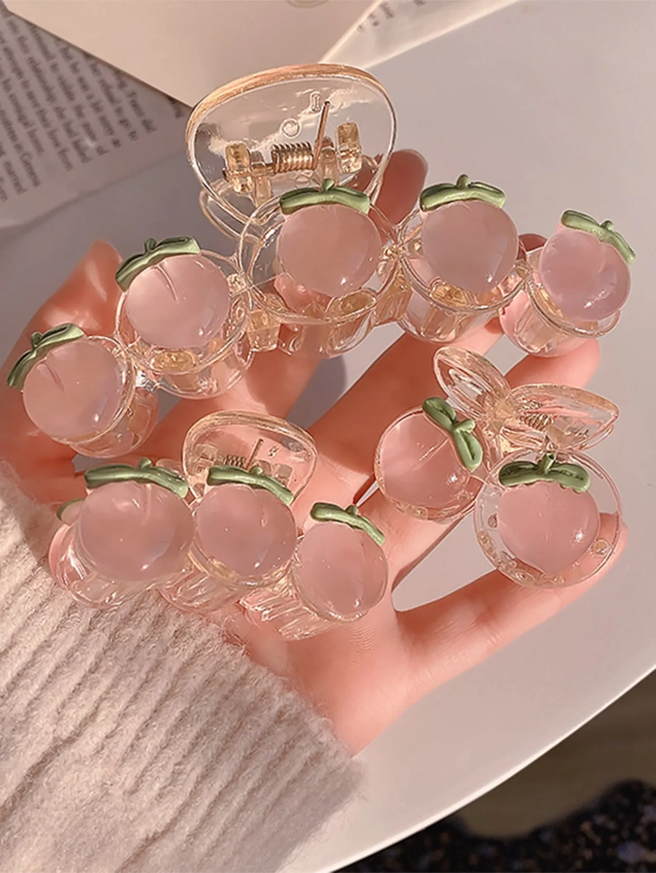 3pcs/Set Adorable Peach Shaped Hair Claw Clip for Women Barrette Styling Hair