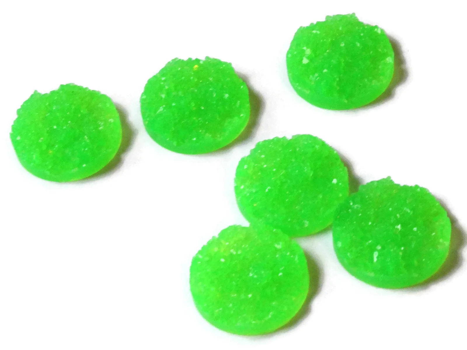 6 20mm Bright Green Faux Druzy Cabochons