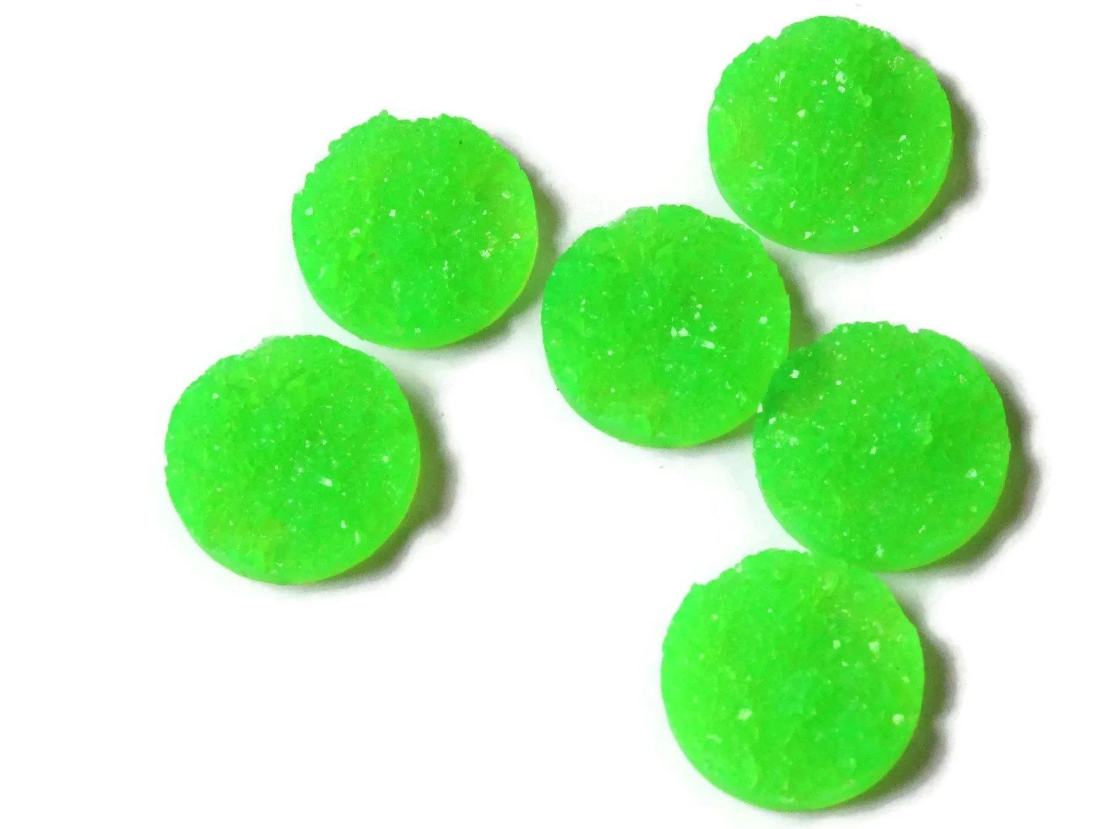 6 20mm Bright Green Faux Druzy Cabochons