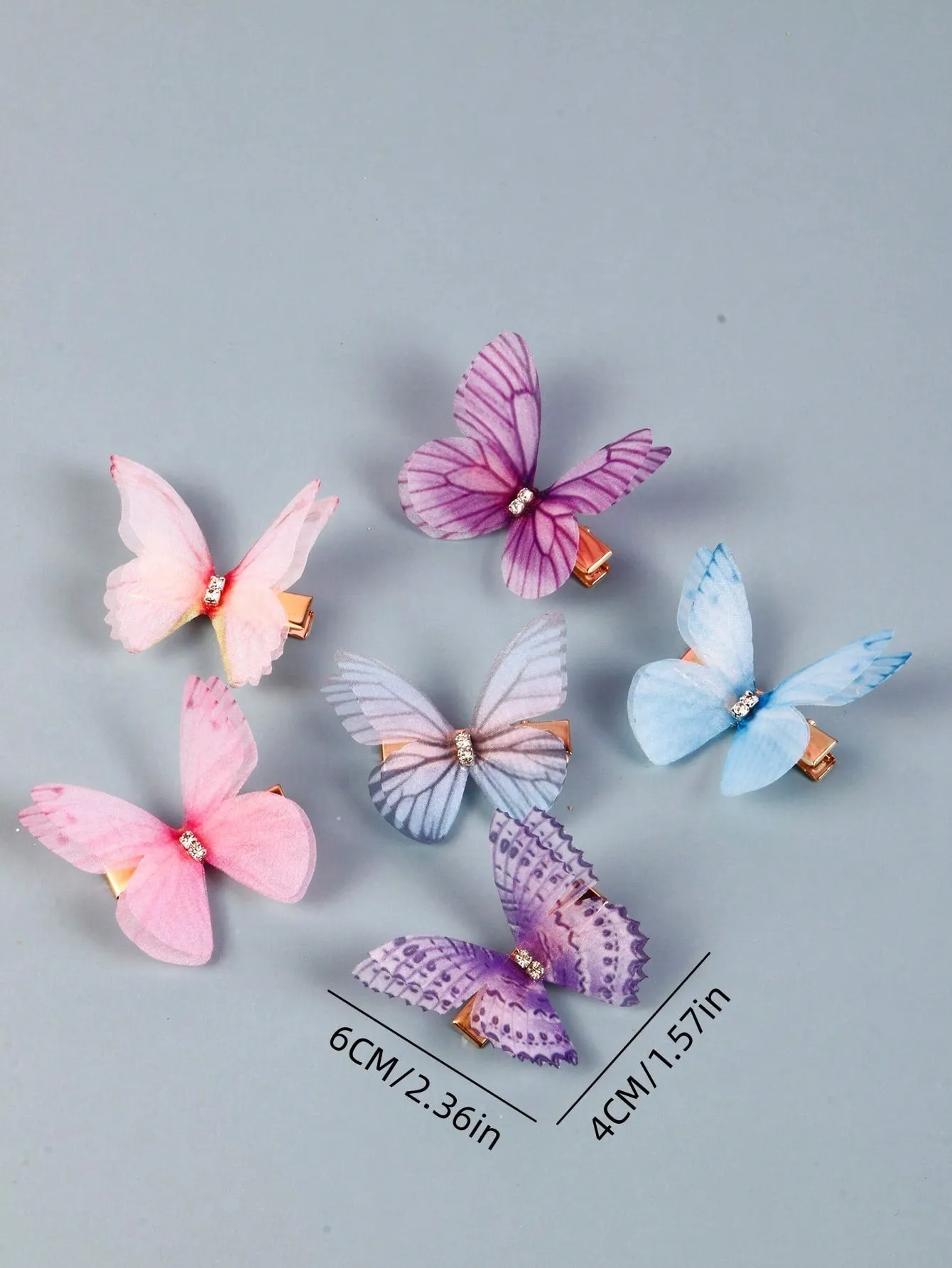 6pcs Fairy Butterfly Decor Hair Clip for Women Barrette Styling Hair Accessories