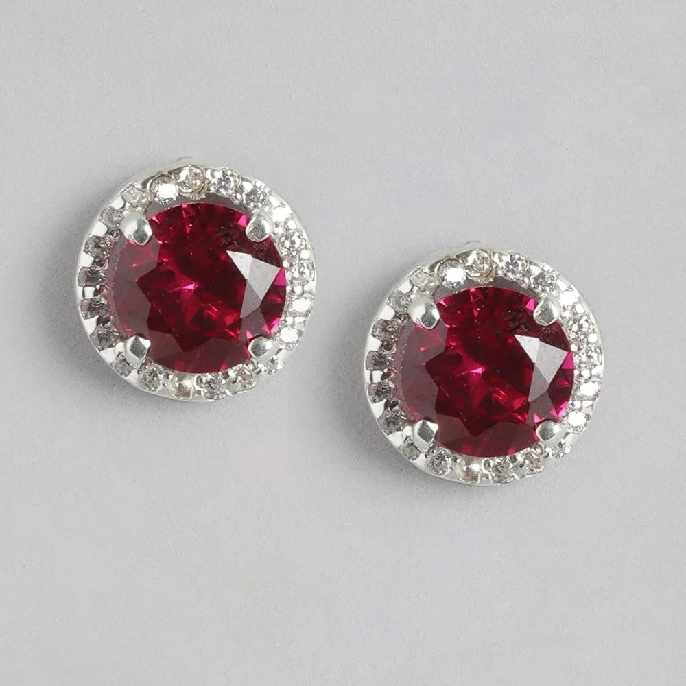 92.5 silver red stone earrings