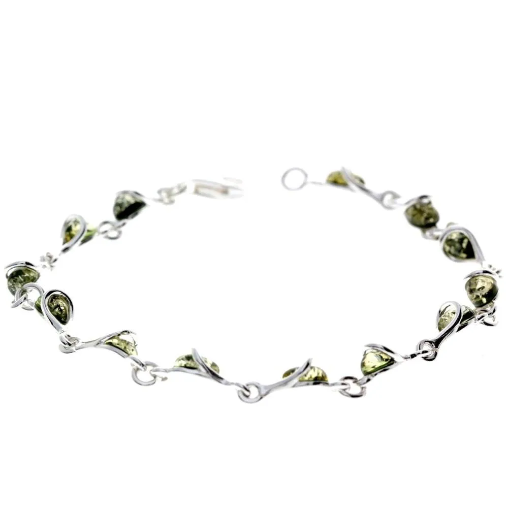 925 Sterling Silver & Baltic Amber Modern Link Bracelet - GL554