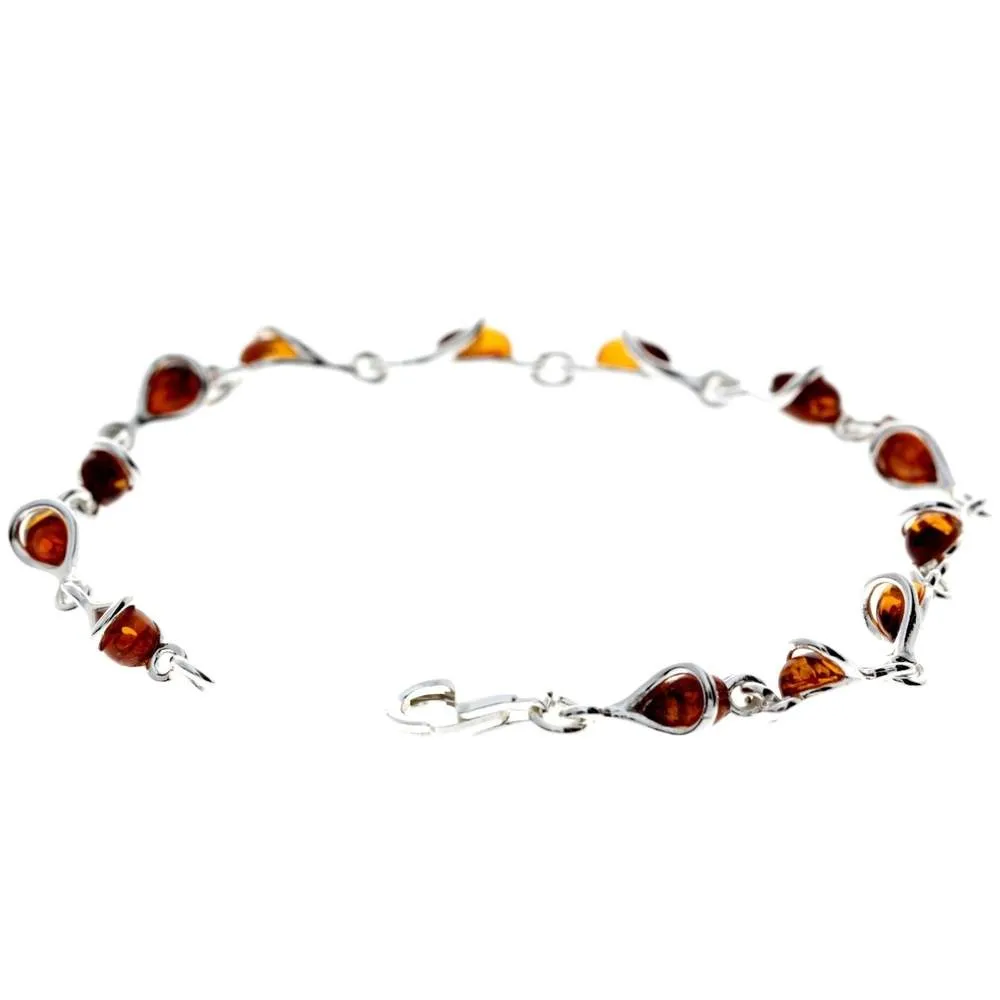 925 Sterling Silver & Baltic Amber Modern Link Bracelet - GL554