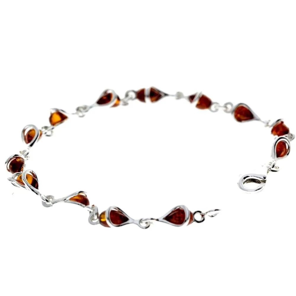 925 Sterling Silver & Baltic Amber Modern Link Bracelet - GL554