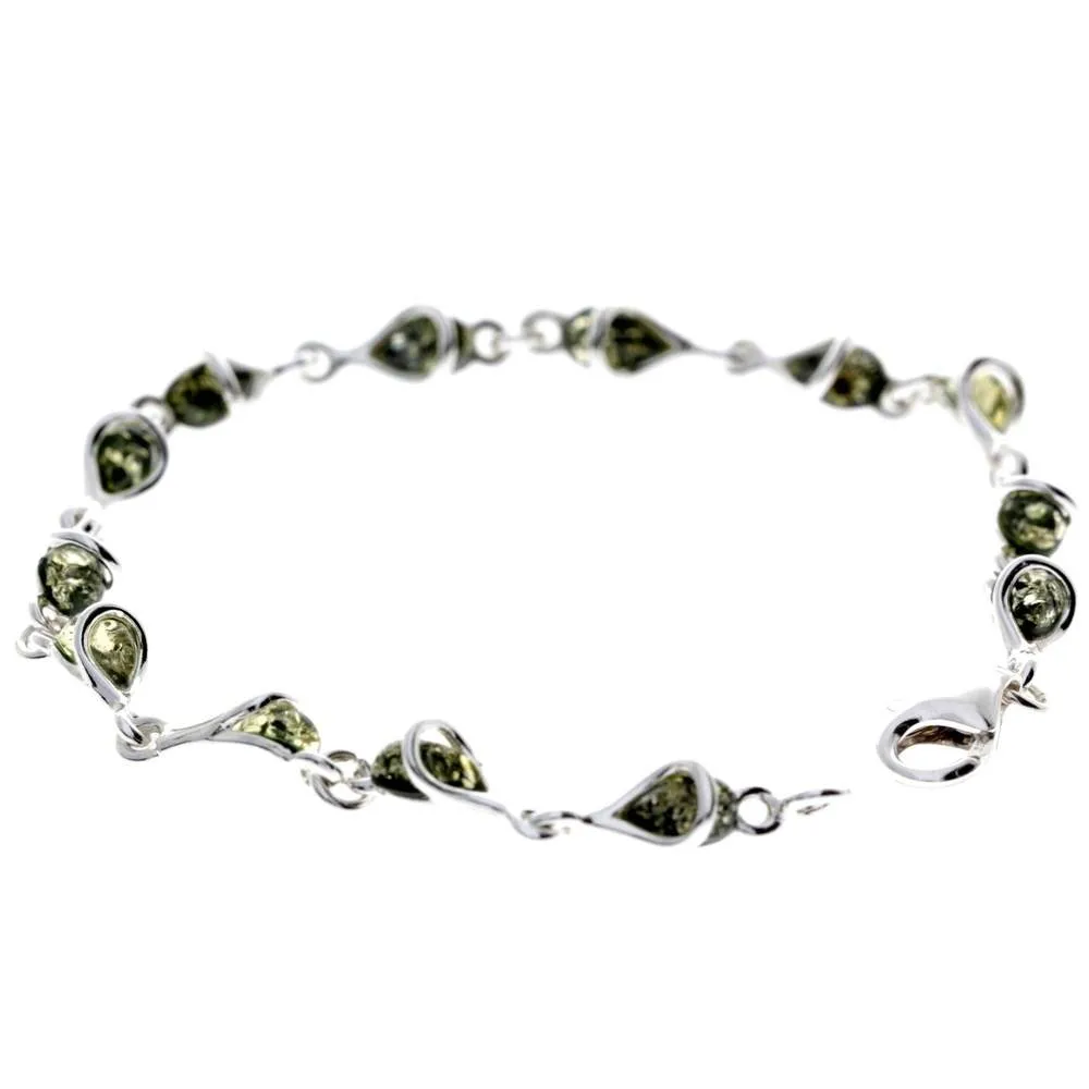 925 Sterling Silver & Baltic Amber Modern Link Bracelet - GL554