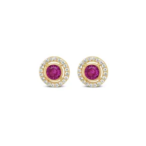 Absolute Jewellery Pink Sapphire Yellow Gold Earrings