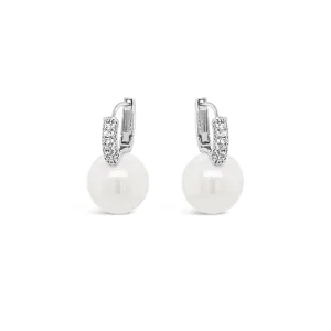 Absolute Jewellery White Pearl Silver Earrings