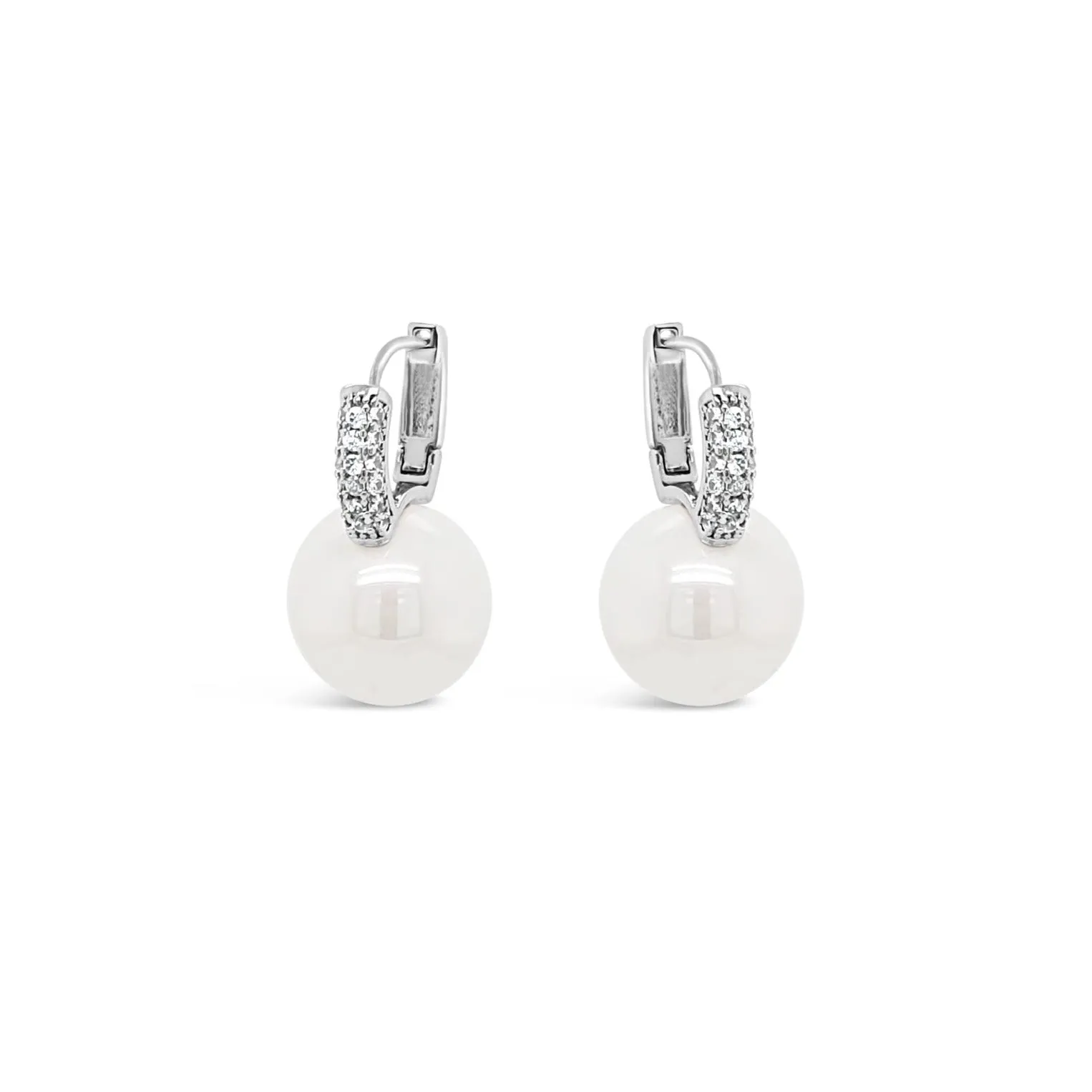 Absolute Jewellery White Pearl Silver Earrings