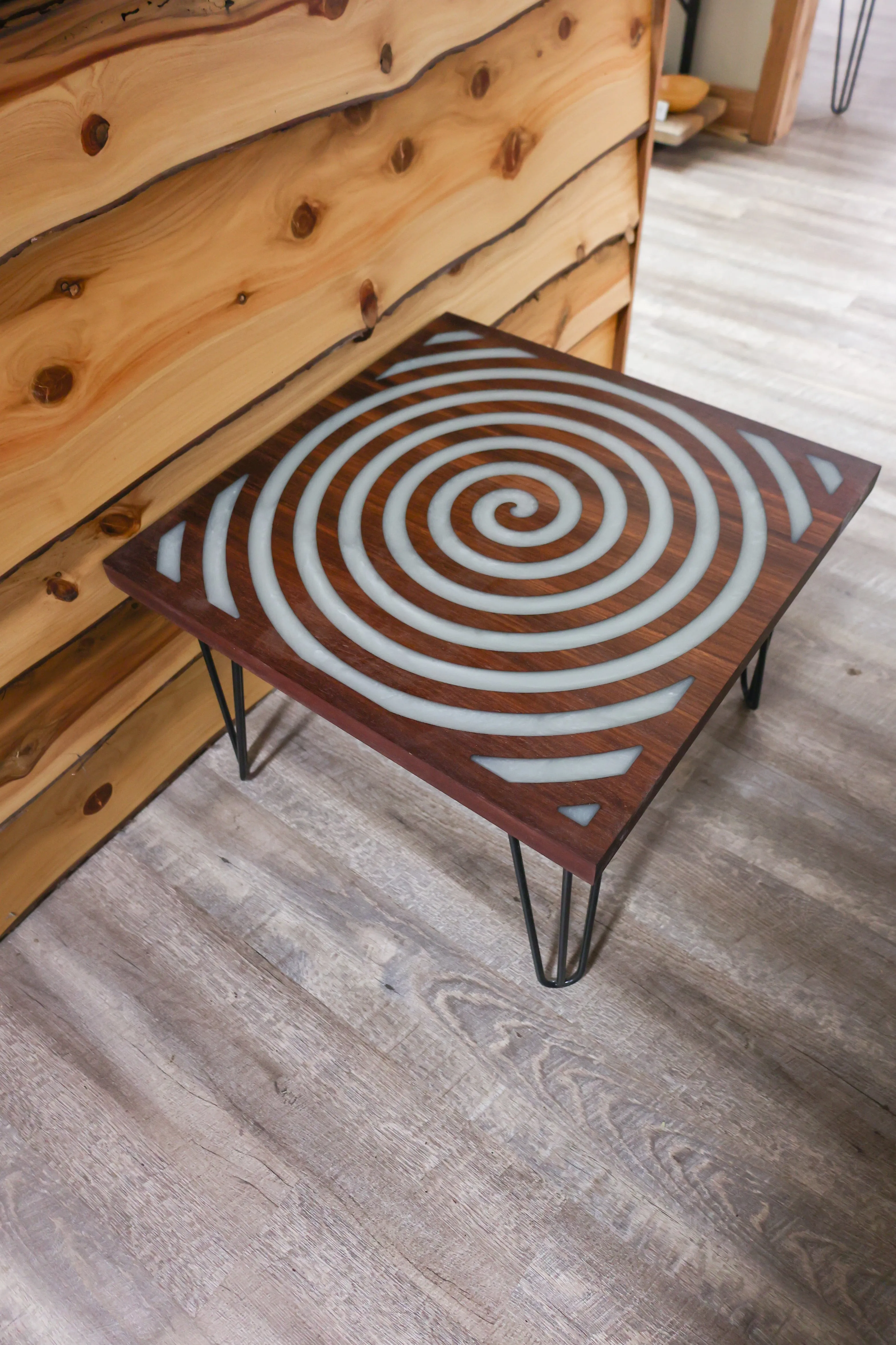 African Padauk Spiral Table