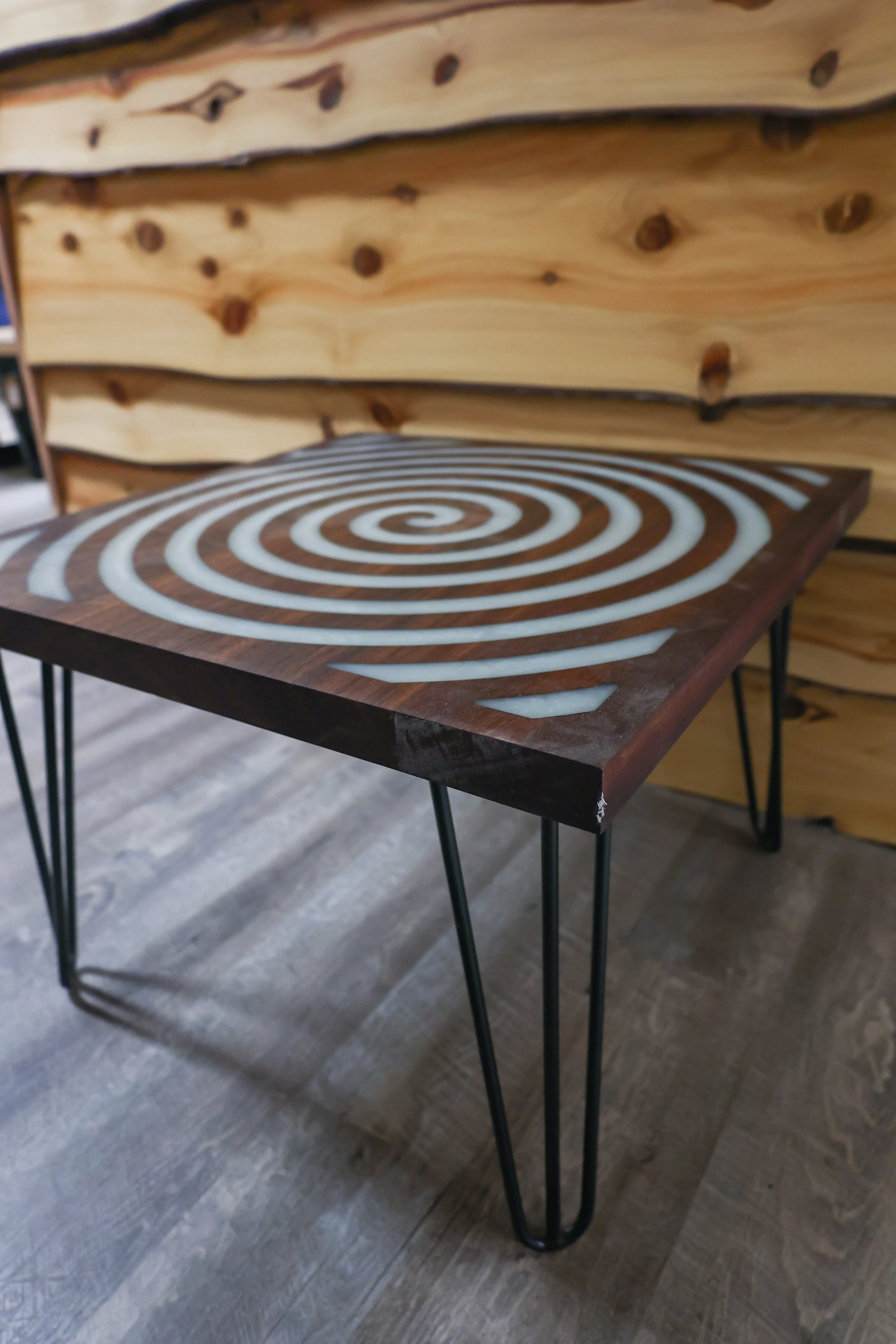 African Padauk Spiral Table