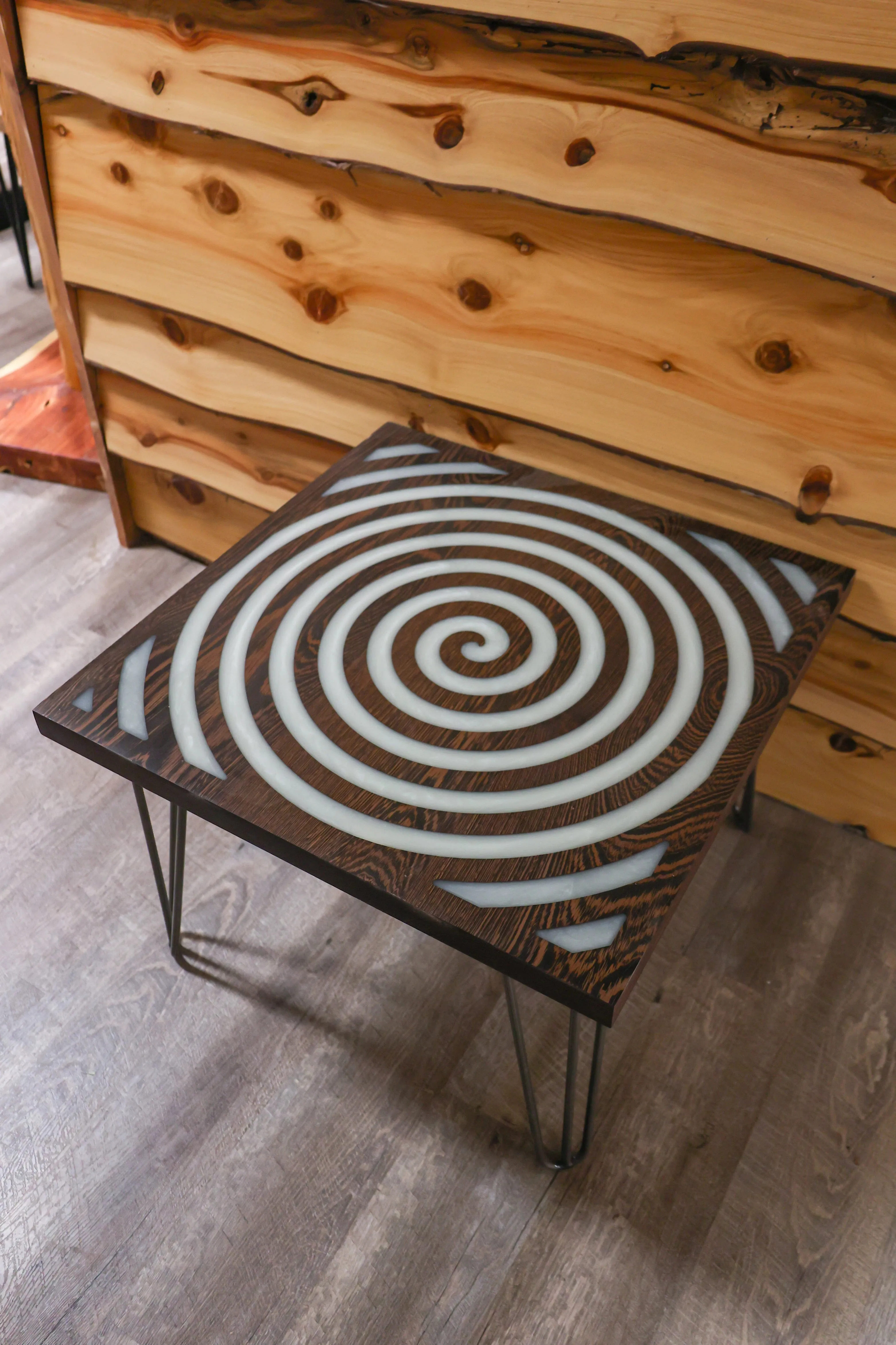 African Padauk Spiral Table