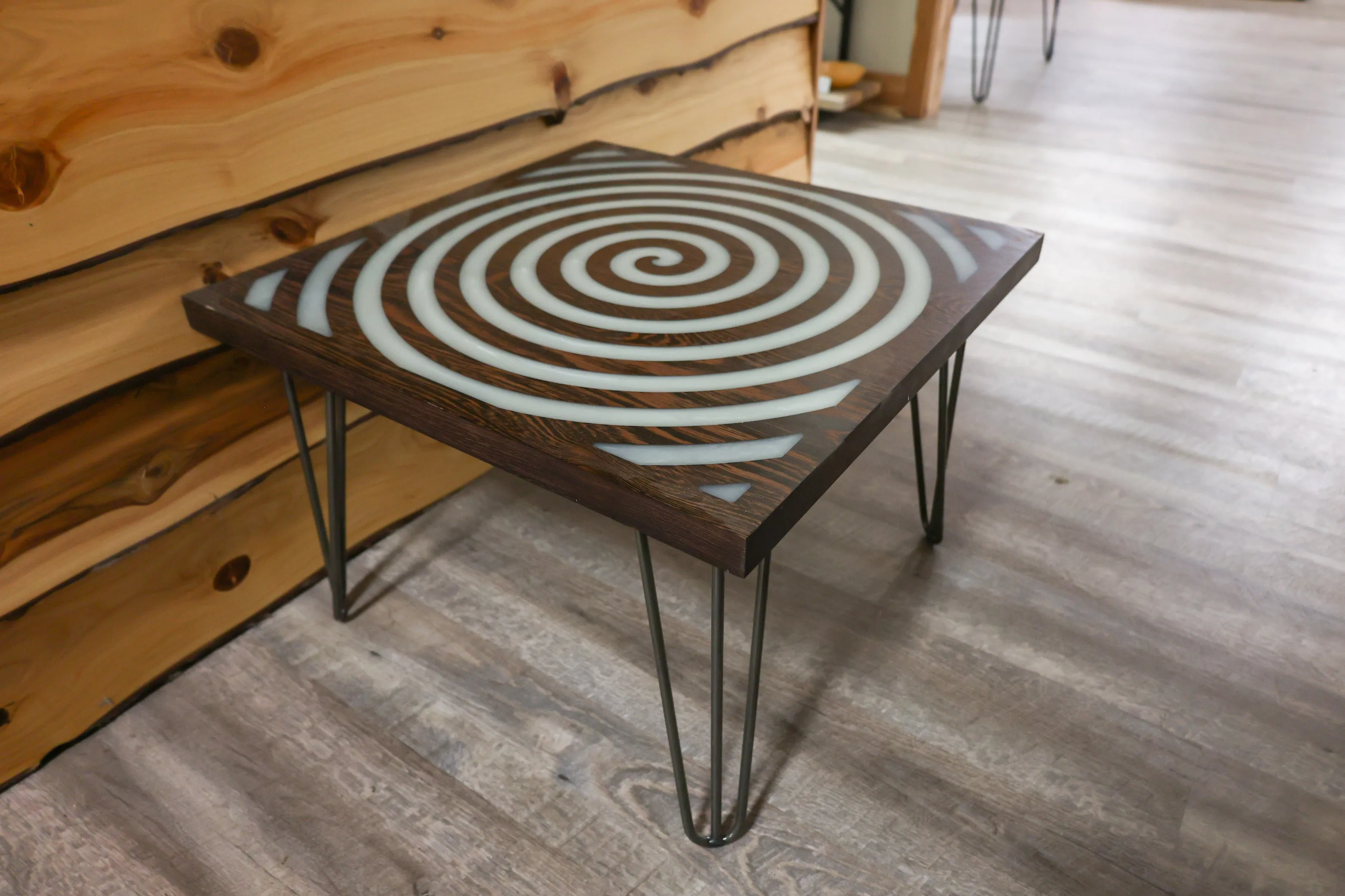 African Padauk Spiral Table